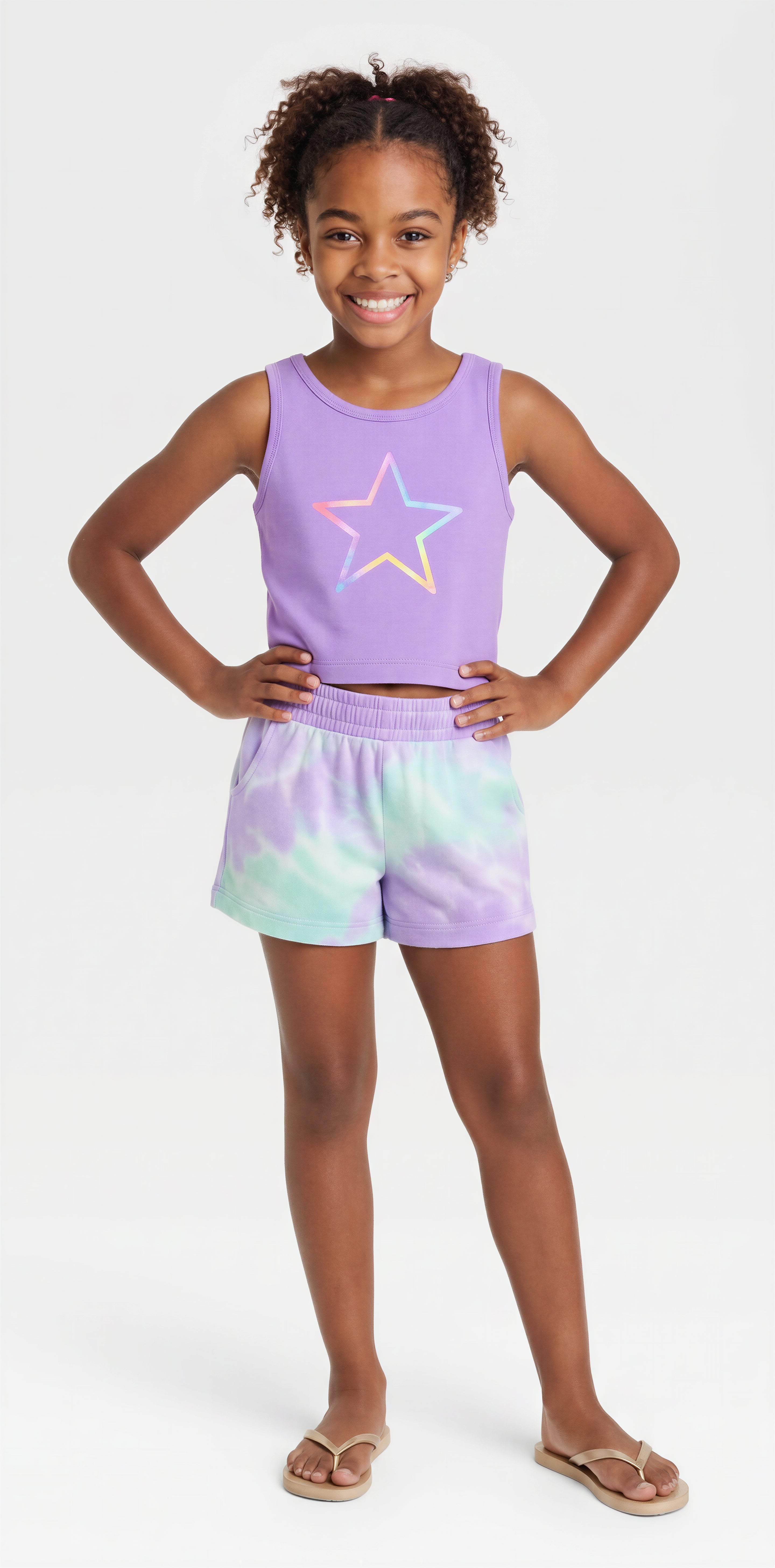 TDYE shorts set Purple Star