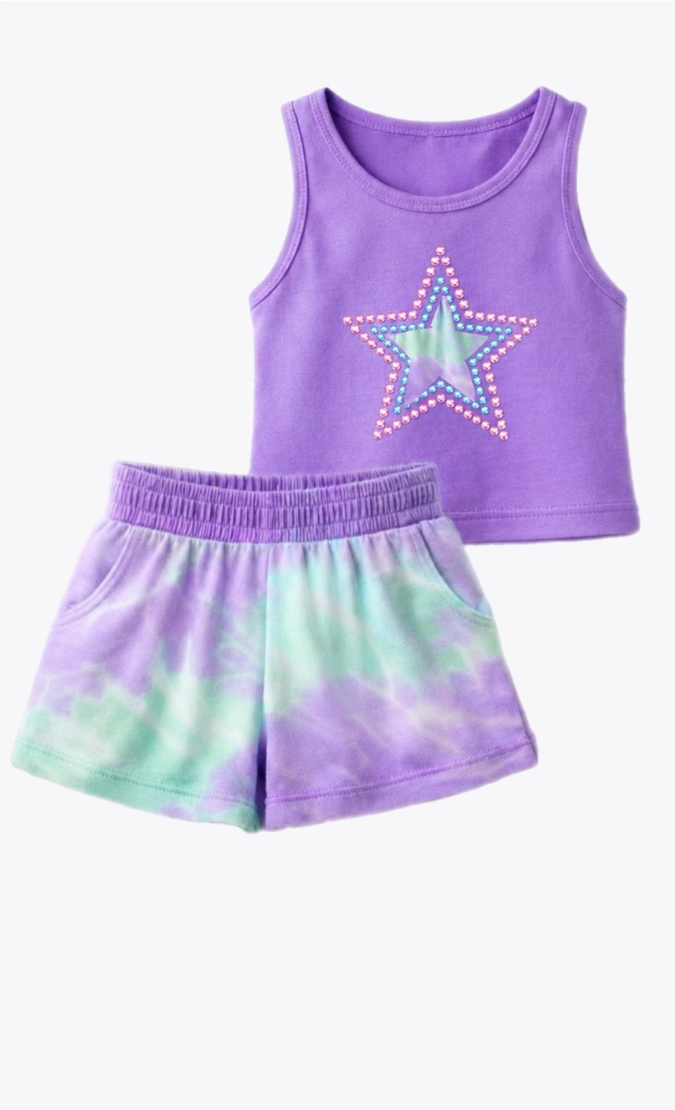 TDYE shorts set Purple Star