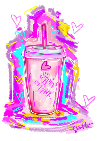 Sippin on Pink Custom Art Tee