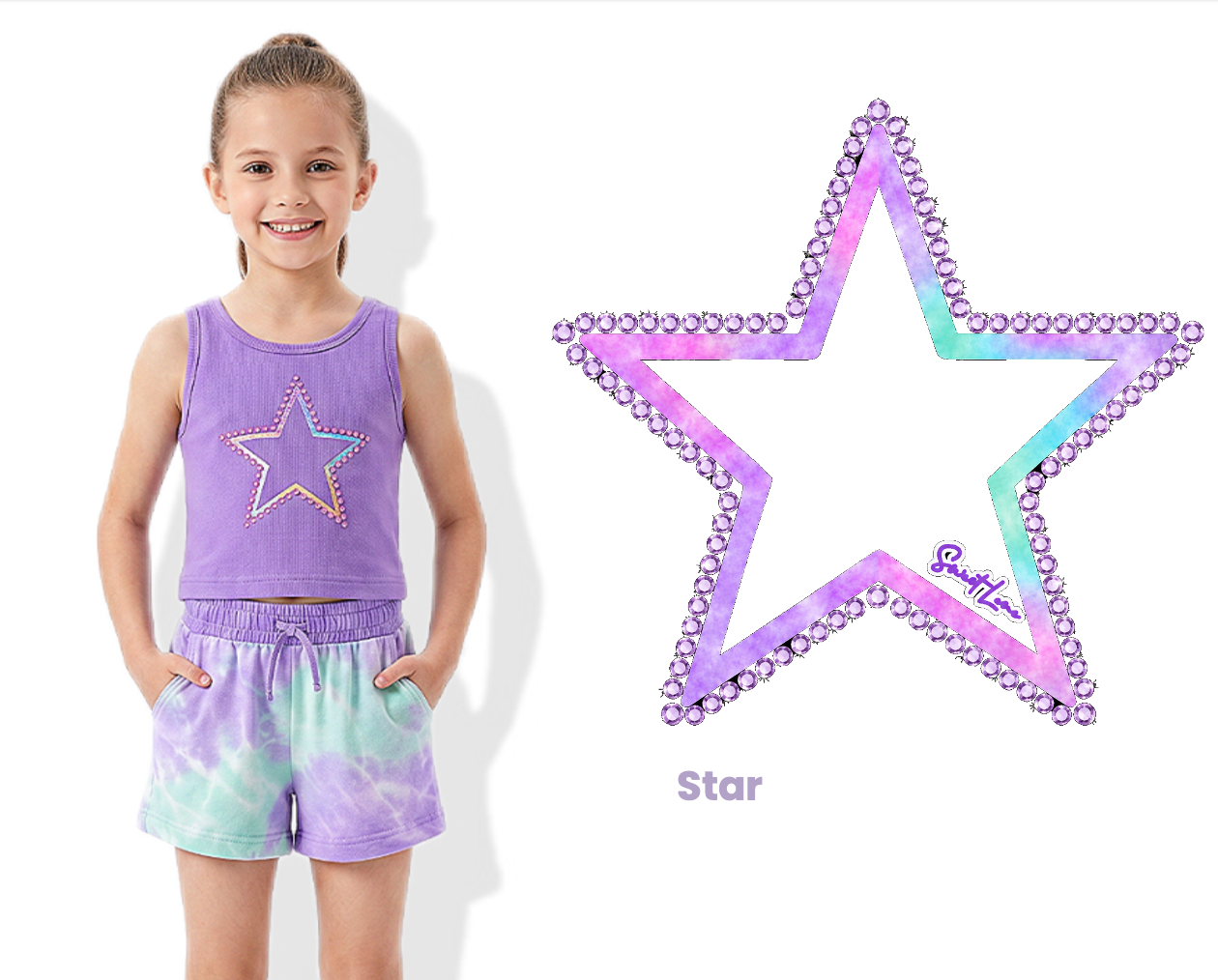 TDYE shorts set Purple Star