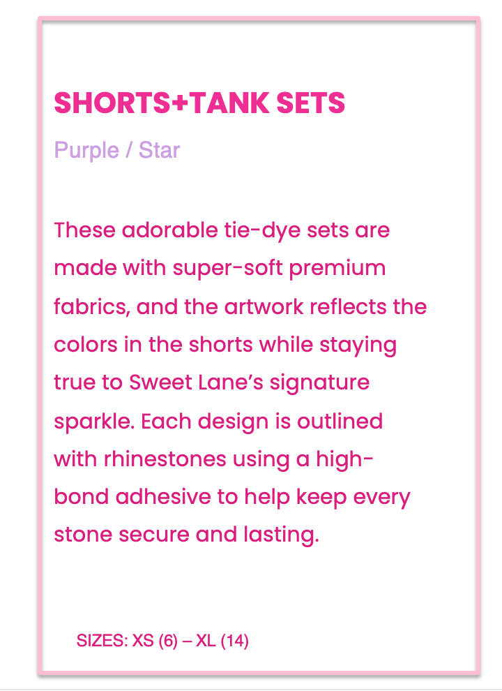 TDYE shorts set Purple Star