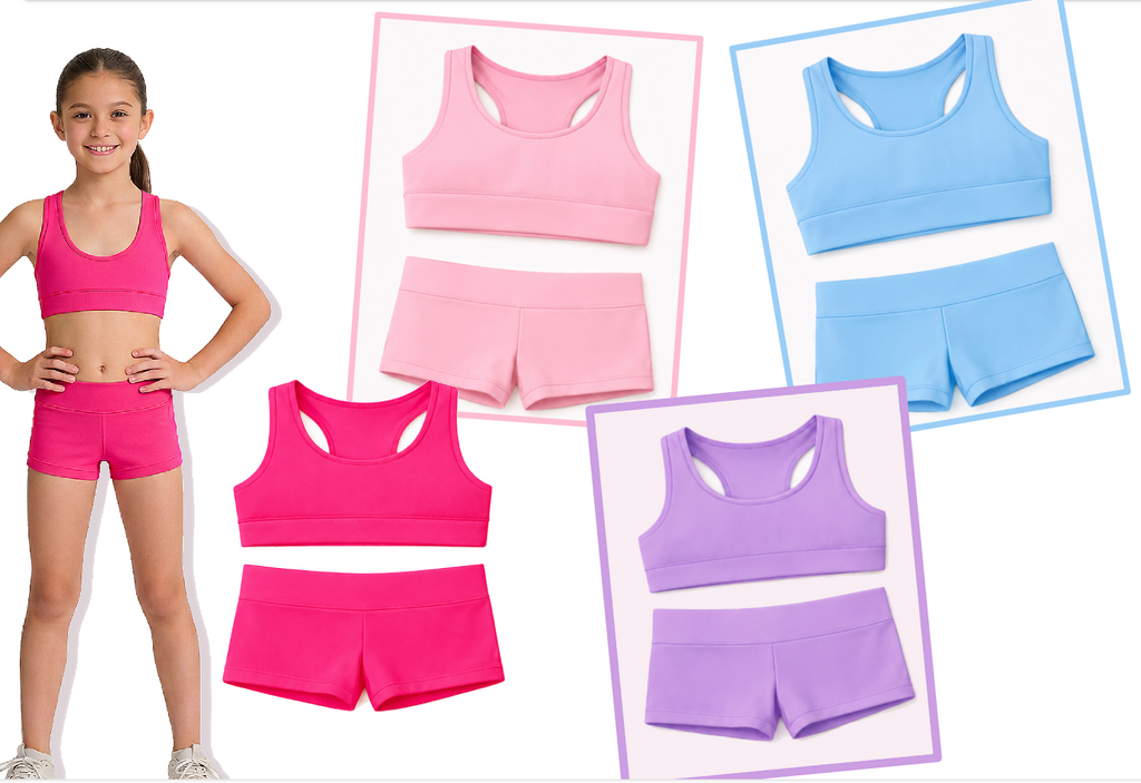Sports Girl Soft Sports Bra and Cartwheel Shorts Set