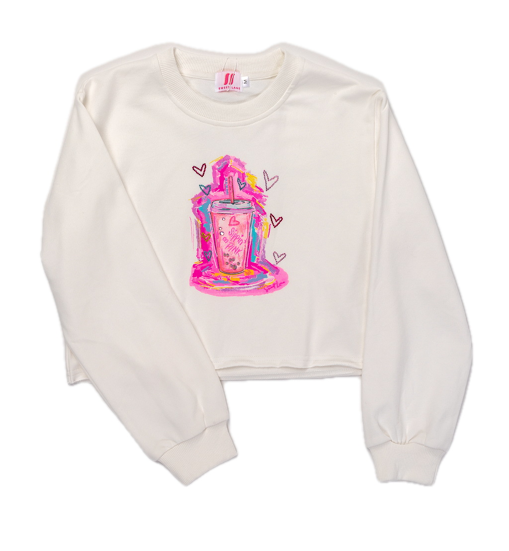 Sippin on Pink Sweatshirt